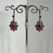 Granatschmuck Granat Ohrringe Cabochon Vintage Trachten Sterling Silber 925/-