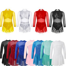 DE Kinder Mädchen Pailletten Ballett Tanzkleid Eiskunstlauf Trikot Bekleidung