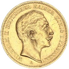 Preußen Wilhelm II. 20 Mark 1895 A Gold ss-vz Jäger 252