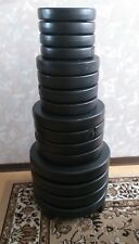 GORILLA SPORTS® 16x Gewichtsscheiben 2,5/5/10/15 kg 30mm + Gewichtscheibenbaum