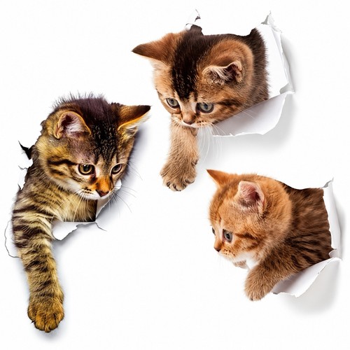 3er set katzen wandaufkleber - set,