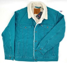 Levi’s Trucker Sherpa Jacke Herren  Grün Denim Teddyfell NEU GR1297-XL