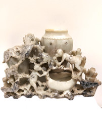 alte Speckstein-Figurengruppe, geschnitzt, 6 Tierfiguren ! ! !