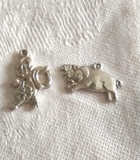 Antik Bettelarmband Glücksanhänger Schornsteinfeger+Glücksschwein 800 3 Silber