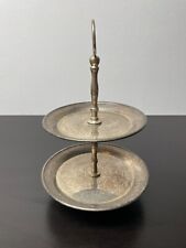 dekorative Etagere 2-stöckig Metall versilbert Vintage Höhe 28 cm