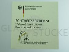 20 Euro Goldmünze 2011 Deutscher Wald - Buche Zertifikat ║ M804