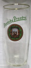 Bierglas (52) Plzensky Prazdroj Becher ca. 1980er Jahre Tschechien CSSR Goldrand