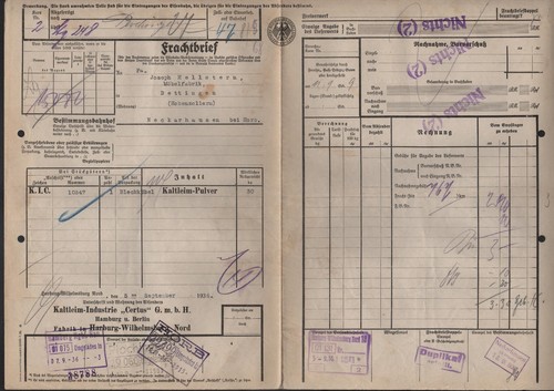 Frachtbrief 1936