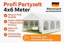 Partyzelt 4x6m Festzelt Pavillon Gartenzelt mit Fenstern Bierzelt weiß