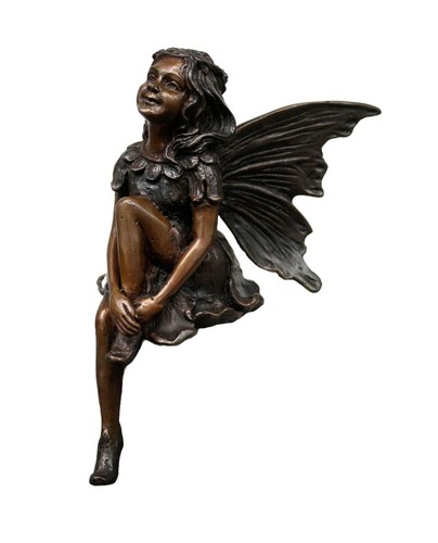 Bronzefigur sitzende fee elfe - fee,