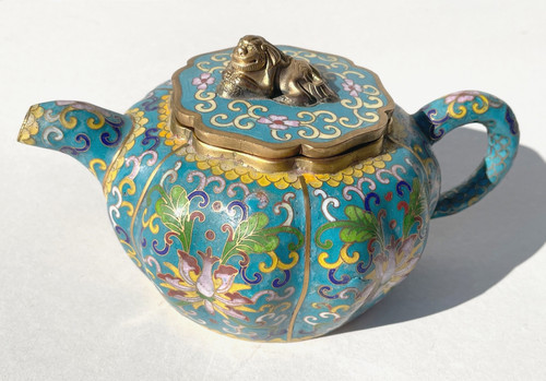 Emaille cloisonne teekanne mit - emaille,