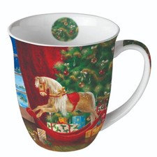 Ambiente Kaffeetasse Teetasse Becher 0,4l  Porzellan Weihnachten Schaukelpferd