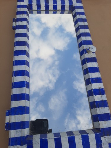 Altes holzfenster weiß blau - altes,