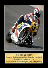 FREDDIE SPENCER MOTO GP signiert Foto Reproduktion Poster Druck Kunst A3, A4, A5