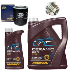 Motoröl Filter Set MANNOL 10W-40 6 Liter + Schraube für Audi A4 A8 2.8 8D2 193PS