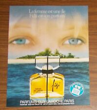 Seltene Werbung PARFUMS GUY LAROCHE FIDJI Parfum - Einsame Insel Palmen 1977