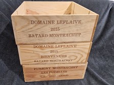 Set 3x 3er Holzkiste Weinkiste Magnum OHK leer Leflaive Frankreich Deko Box