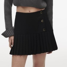 Zara High-waist skort with Gold buttons (skirt with shorts inside) black, mini