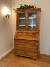 Spätbiedermeier Schrägklappen Sekretär mit Aufsatz Kirschbaum massiv