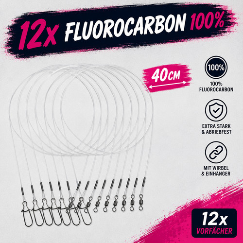 12x fluorocarbon vorfach 40cm - 12x,