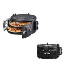 TÜRKISCHER ELEKTRISCHER BRÄTER DOPPELGRILL RUNDER OFEN MIT EMAILLESCHALEN - SCHWARZ