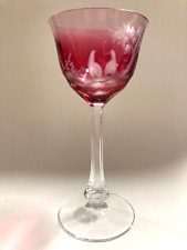 Koloman Moser Weinglas Glas Rotweinglas rot rosé Jagd Wildmotive signiert 18,3cm