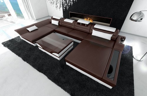 Sofa leder wohnlandschaft - leder,
