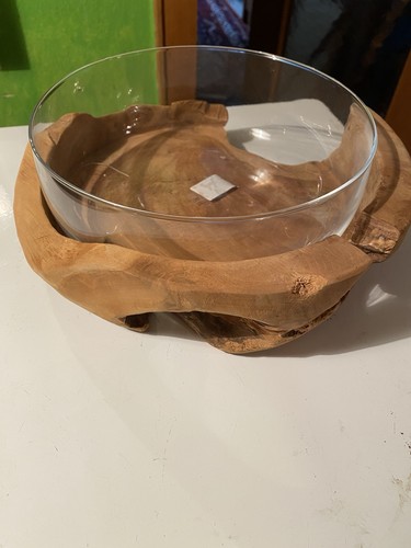 Deko glas auf teak - glas, holz