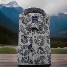 REDMOND Langarm Hemd Gr. XXL 45/46 Paisley anthrazit weiß CASUAL REGULAR