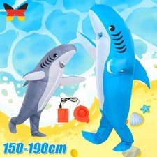 Unisex Selbstaufblasbares Kostüm Hai aufblasbar BlowUp Fasching Karneval 190CM