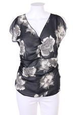 MEXX Blouse Top Flower Print D 38 black grey