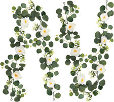 Künstliche Blumengirlande, Eukalyptus Girlande, 2 Stück 180cm Hängend Rosen Girl