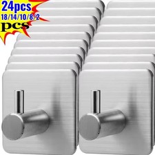 Edelstahl Kleiderhaken Hakenleiste Garderobenhaken Wandhaken Ohne Bohren 2-24pcs