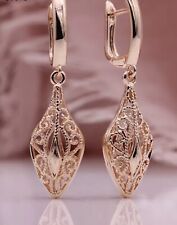 Ohrringe 9 kt Rotgold gefüllt einzigartige Ohrhänger Blatt KOSTENLOSE Geschenkbox (102)