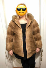 Nerz Pelz Mantel Jacke XL Mit Kapuze TOP ZUSTAND Vintage Retro Second Hand 