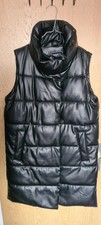 Steppweste Long Mantel-Weste Kunstleder 38 schwarz Neu