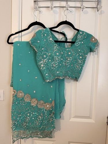 Türkisblauer sari bluse - türkisblauer,