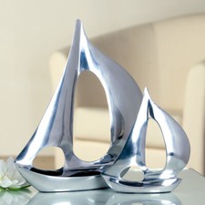 Deko-Skulptur "Boot" klein Segelboot Dekofigur Aluminium maritim Dekoobjekt