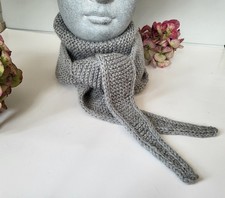 Kleines Halstuch, Dreieckstuch, gestrickt, 100% Alpaka, hellgrau