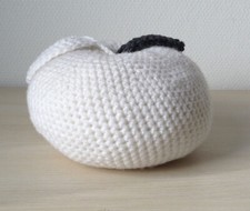 Häkel Strick Deko Obst Apfel weiß