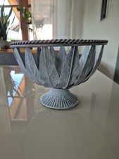 Deko Schale mit Fuß grau