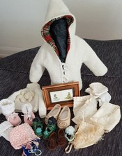 Kleidung Winter f. Puppe Mantel Schuhe Pulli Handschuhe Mütze Krimmer Wolle