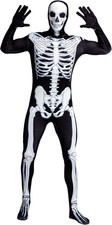 Herren Skelett Kostüm, Skeleton Jumpsuit 2. Haut Für Männer Mit Skeleton Hood Ma