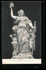 AK Rüdesheim am Rhein, Germania vom National-Denkmal auf dem Niederwald 