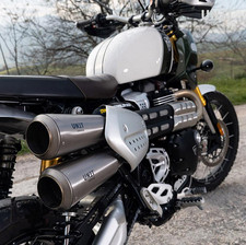 Triumph Scrambler 1200XC & XE Auspuffanlage von Unit Garage, Titan, gebraucht