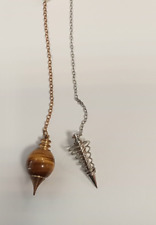 Esoterik Pendel, Kugel-und Spiralform, Metall und Naturstein mit Kette 2052