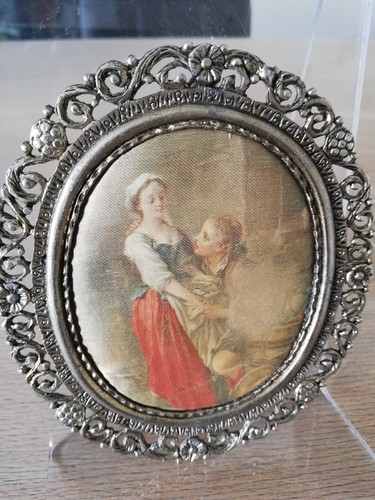 Vintage ovales seidenbild - vintage,