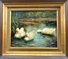 Ölgemälde Enten im See von