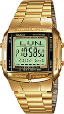 Unisex Uhr CASIO DATA BANK DB-360GN-9A Stahl Gold Golden Chrono Memo