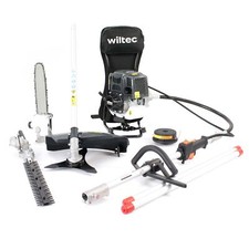 Wiltec 4-in-1 Multigartengerät 4-Takt Motor Heckenschere Entaster Rasentrimmer